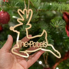Load image into Gallery viewer, Gold Personalised Reindeer Bauble