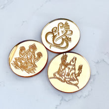 Load image into Gallery viewer, Ganesh Mirrored Gold Magnet | Plaque | Keyring