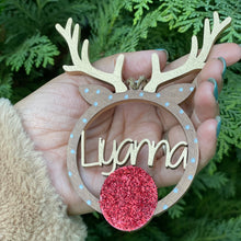 Load image into Gallery viewer, Personalised Rudolf Reindeer Bauble