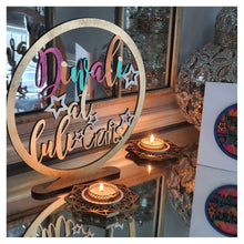 Load image into Gallery viewer, Freestanding Diwali at the "Family" Sign with Geometric Tea light Holder