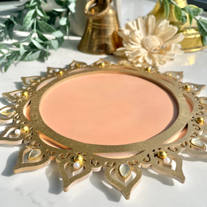 Decorated Wooden Tray - Pastel Peach