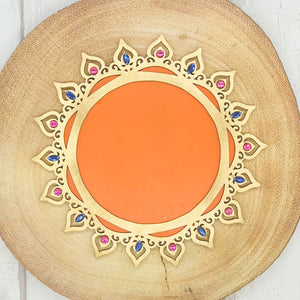 Decorated Wooden Tray - Orange